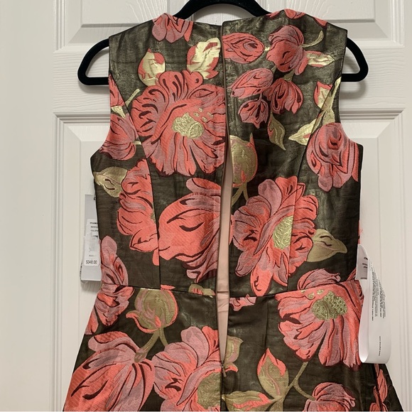 NWT KAY UNGER Anna Floral Print Sleeveless Crew Neck Pleated Tea Midi Dress - Picture 10 of 12